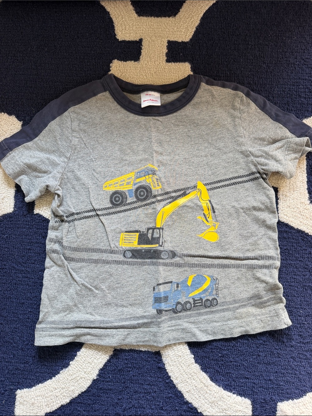 Hanna Andersson Gray & Yellow Construction Graphic Tee